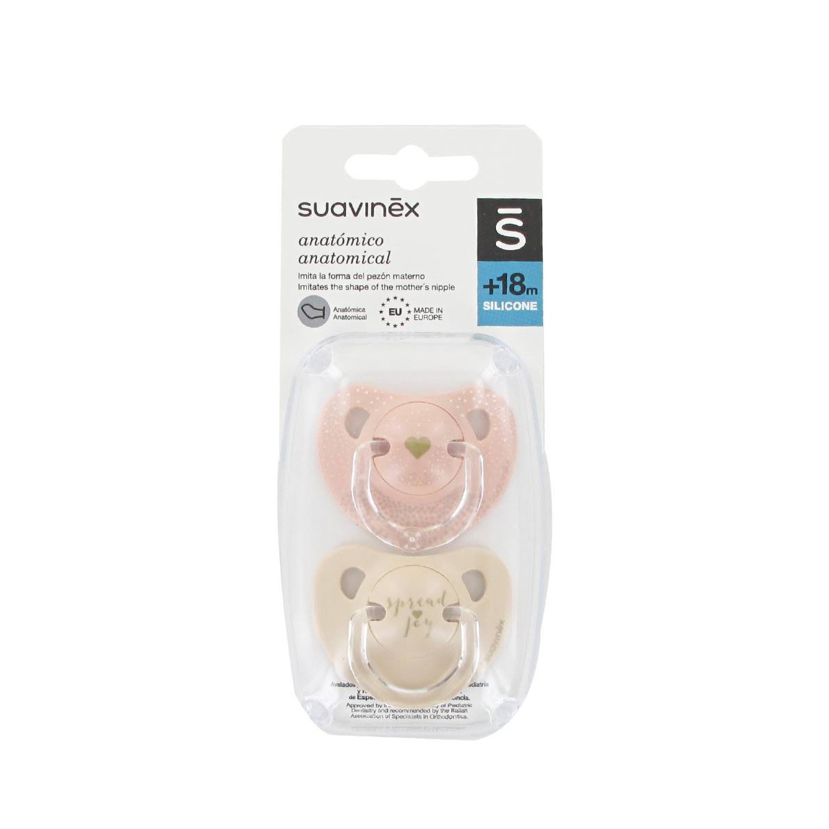 suavinex chupete anatomico silicona 18m 2uds