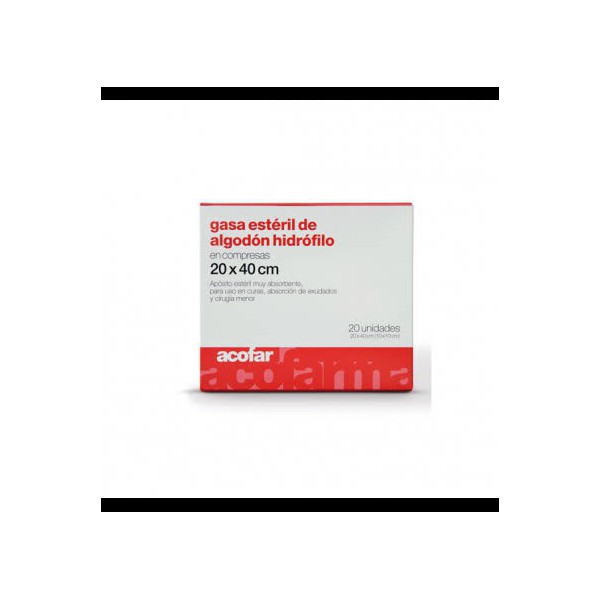 acofar gasa esteril algodon 20x40cm 20ud