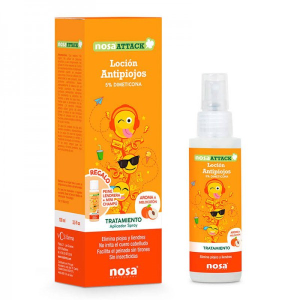 nosa attack locion antipiojos 5 dimeticona aroma melocoton 100 ml